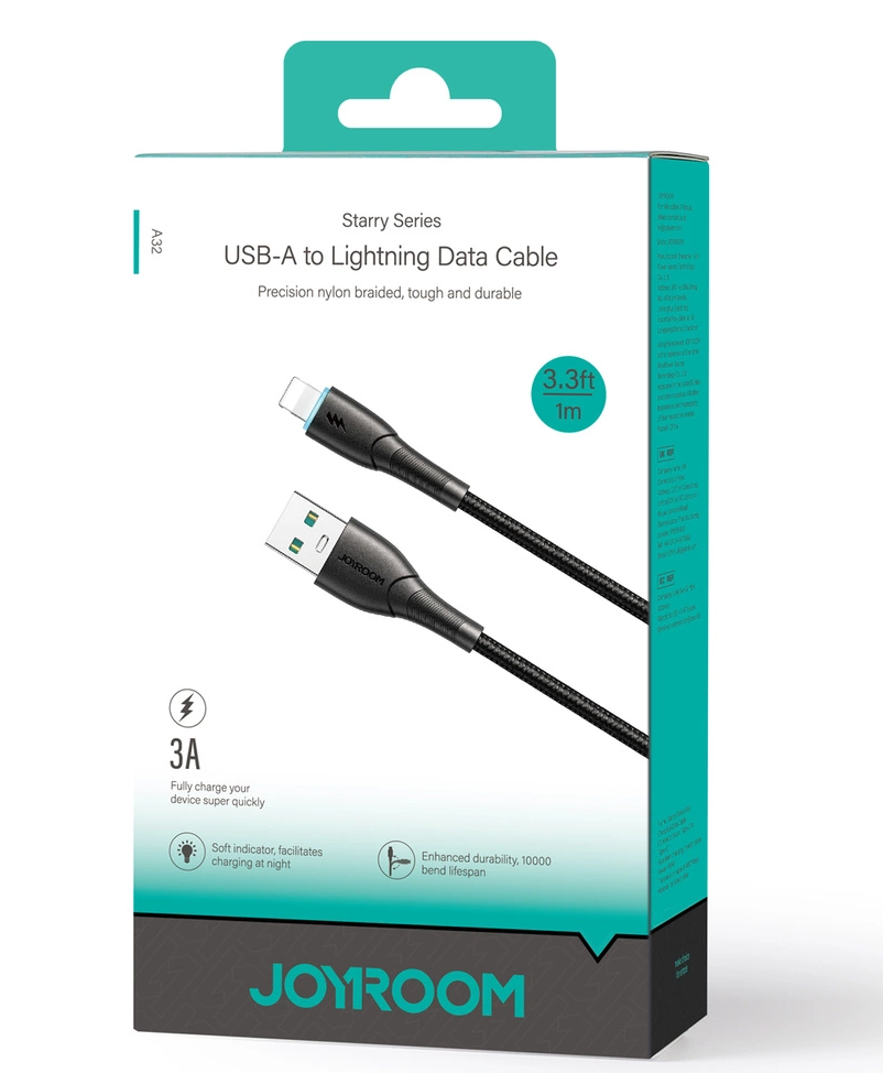 Joyroom S-A32 USB-A to Lightning Data and Charging Cable, 18W, 1m, Black
