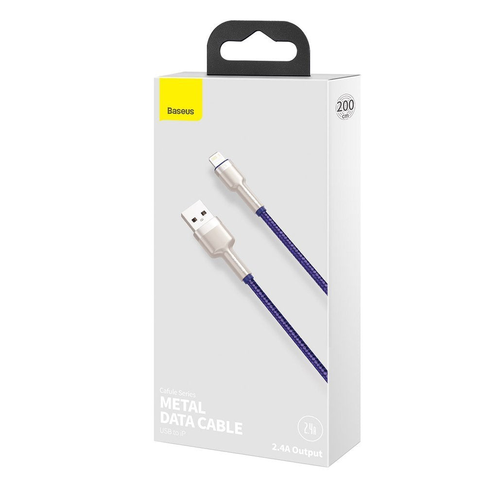 Data- en Oplaadkabel USB-A - Lightning Baseus Cafule Metal Series, 18W, 2m, Paars CALJK-B05
