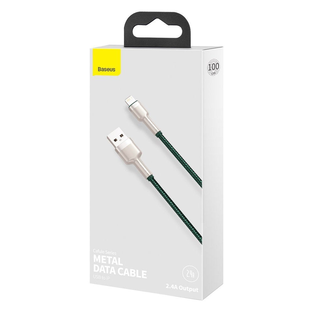 USB-A - Lightning Daten- und Ladekabel Baseus Cafule Metal Series, 18W, 1m, Grün CALJK-A06