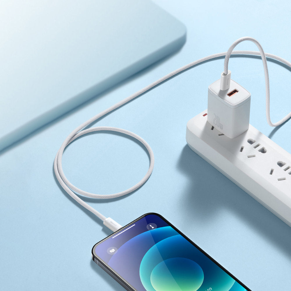 USB-C - Lightning Baseus Dynamisch Snel Opladen Data en Opladen Kabel, 20W, 1m, Wit CALD000002