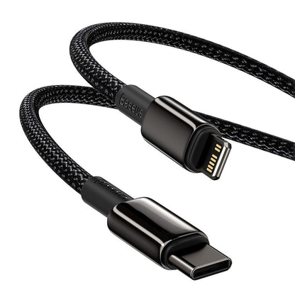 Data- en oplaadkabel USB-C - Lightning Baseus Tungsten Tungsten Gold, 20W, 1m, Zwart CATLWJ-01 CATLWJ-01