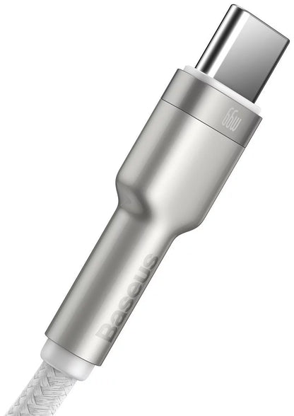 Data- en oplaadkabel USB-A - USB-C Baseus Cafule Metaal Series, 66W, 1m, Wit CAKF000102