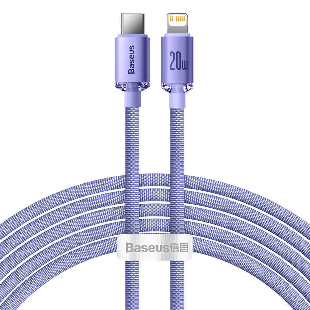 USB-C - Lightning Data- en Oplaadkabel Baseus Crystal Shine Series, 20W, 2m, Paars CAJY000305