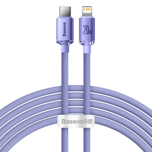 Câble de Données et de Charge USB-C - Lightning Baseus Crystal Shine Series, 20W, 2m, Mauve CAJY000305