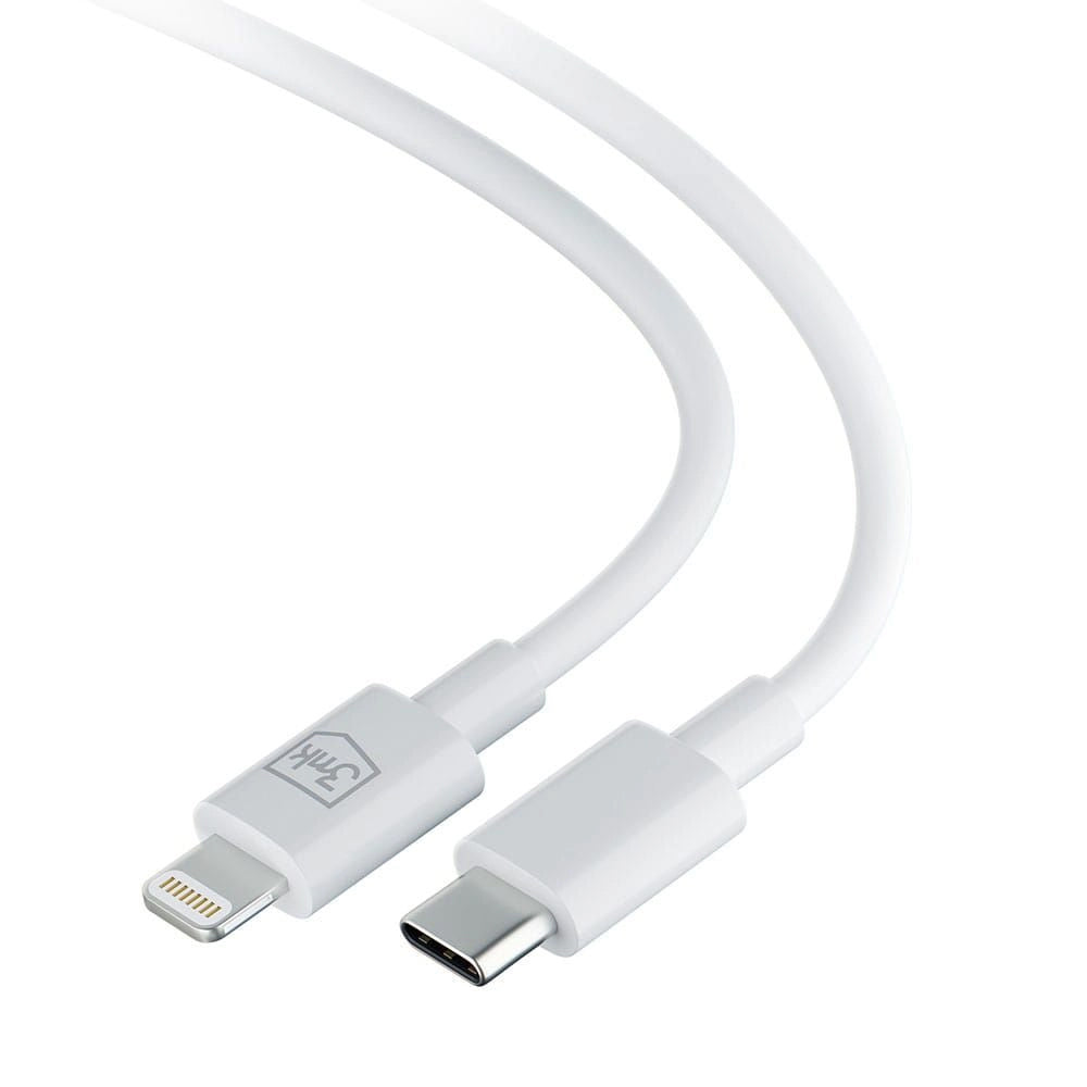 Data- en oplaadkabel USB-C - Lightning 3MK Hyper, 20W, 1,2 m, wit 