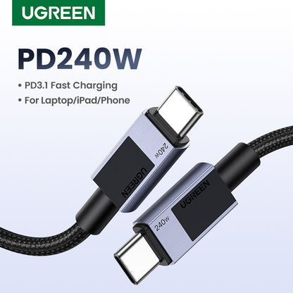 Câble de Données et de Charge USB-C - USB-C UGREEN L513, 240W, 1m, Noir