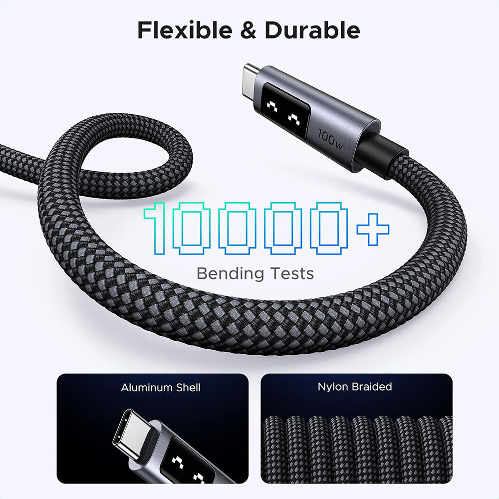 Câble de Données et de Charge USB-C - USB-C UGREEN L509, 100W, 2m, Gris