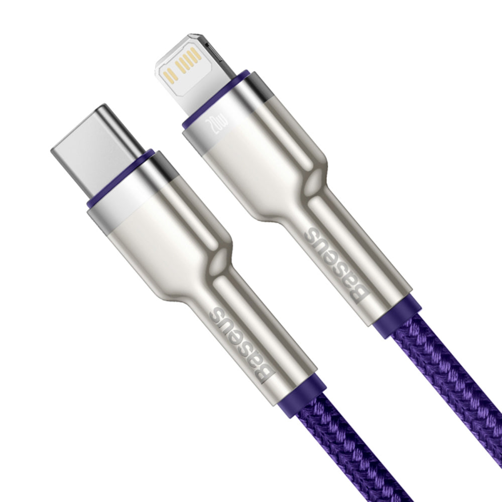 USB-C - Lightning Data en Oplaadkabel Baseus Cafule Metal Series, 20W, 1m, Paars CATLJK-A05