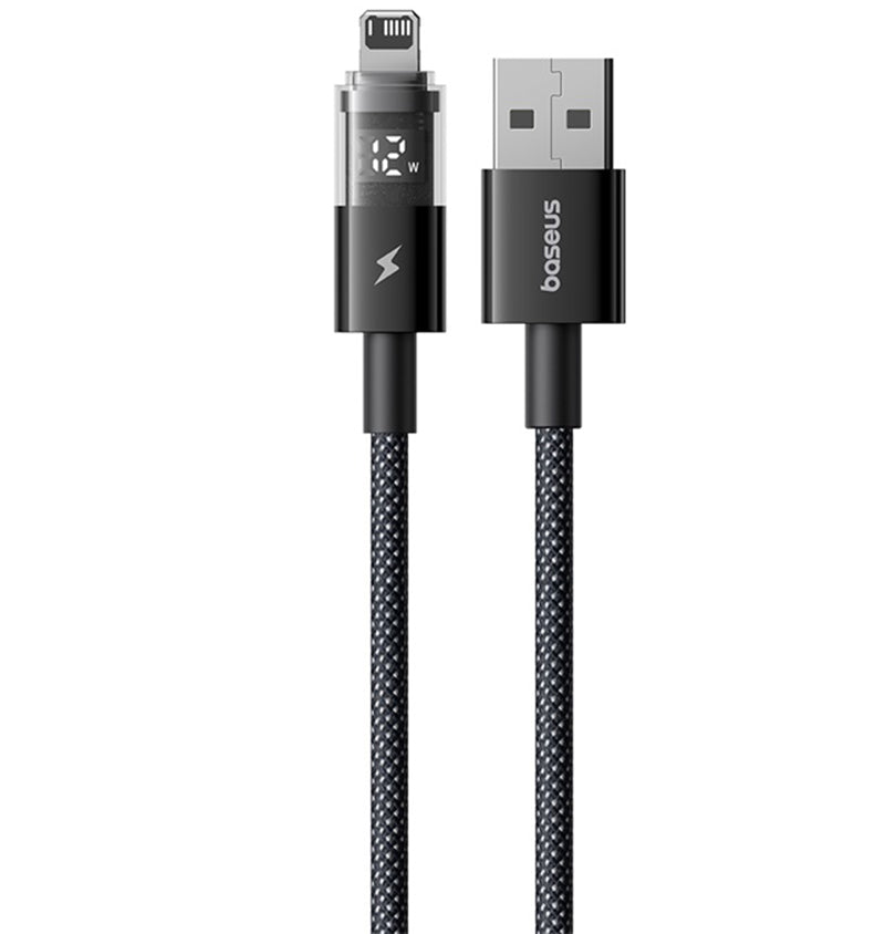 USB-A - Lightning Baseus Display 2 Data- en Oplaadkabel, 18W, 1m, Zwart P10382700121-00