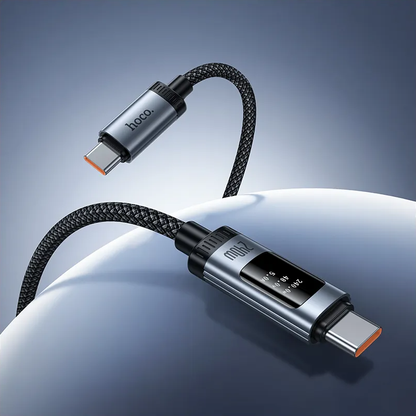 Câble de Données et de Charge USB-C - USB-C HOCO Display U148, 240W, 1.2m, Noir