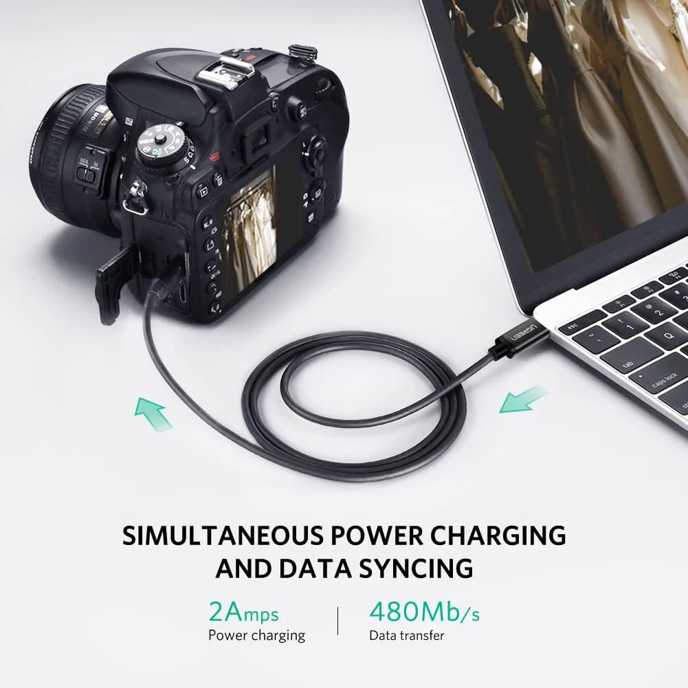 Daten- und Ladekabel USB-C - miniUSB UGREEN US242, 18W, 1m, Schwarz