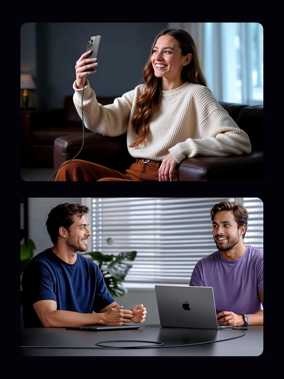 Câble de Données et de Charge USB-C - USB-C UGREEN L524, 60W, 2m, Gris