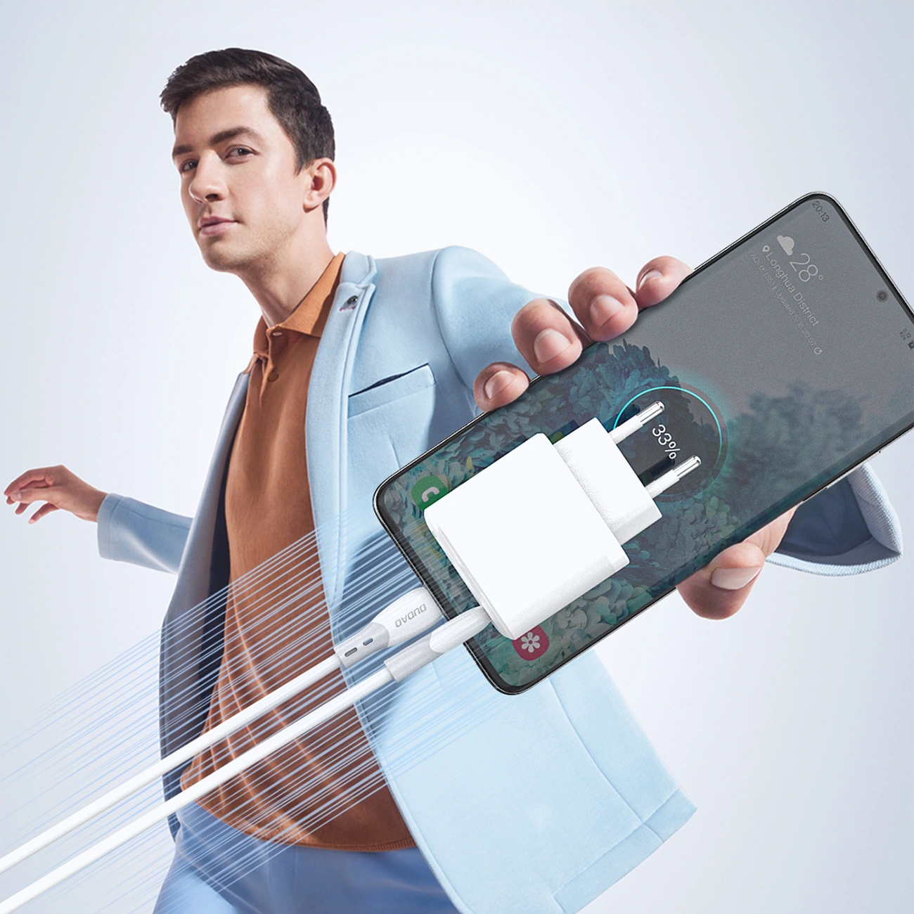 USB-C Data- en Oplaadkabel - USB-C Dudao L25SC, 60W, 2m, Wit