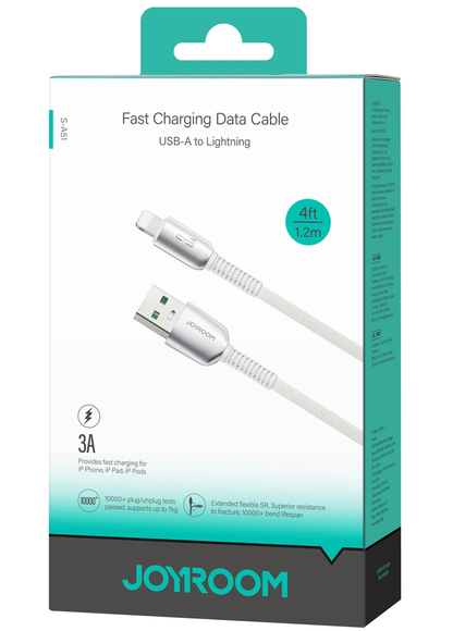 USB-A - Lightning Data- en Oplaadkabel Joyroom S-A51, 18W, 1,2m, Grijs