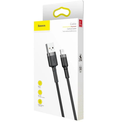 Gegevens- en oplaadkabel USB-A - Lightning Baseus Cafule, 18W, 0,5m, Grijs CALKLF-AG1 