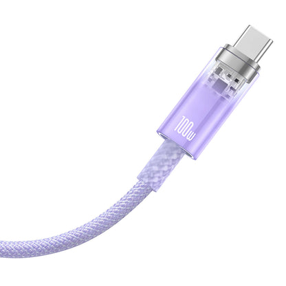 Câble de Données et de Charge USB-A - USB-C Baseus Explorer, 100W, 1m, Mauve CATS010405