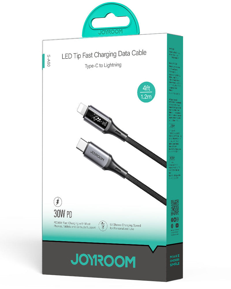 USB-C - Lightning Daten- und Ladekabel Joyroom S-A60 StarTalk, 30W, 1.2m, Schwarz