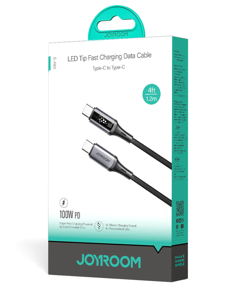 Câble de Données et de Charge USB-C - USB-C Joyroom S-A60 StarTalk, 100W, 1.2m, Noir