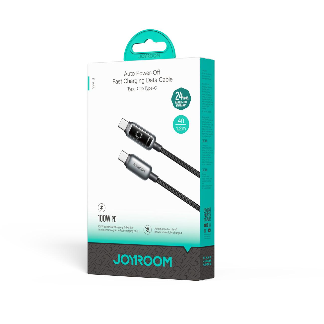 USB-C Daten- und Ladekabel - USB-C Joyroom S-A55 StarFlight Display, 100W, 1.2m, Schwarz