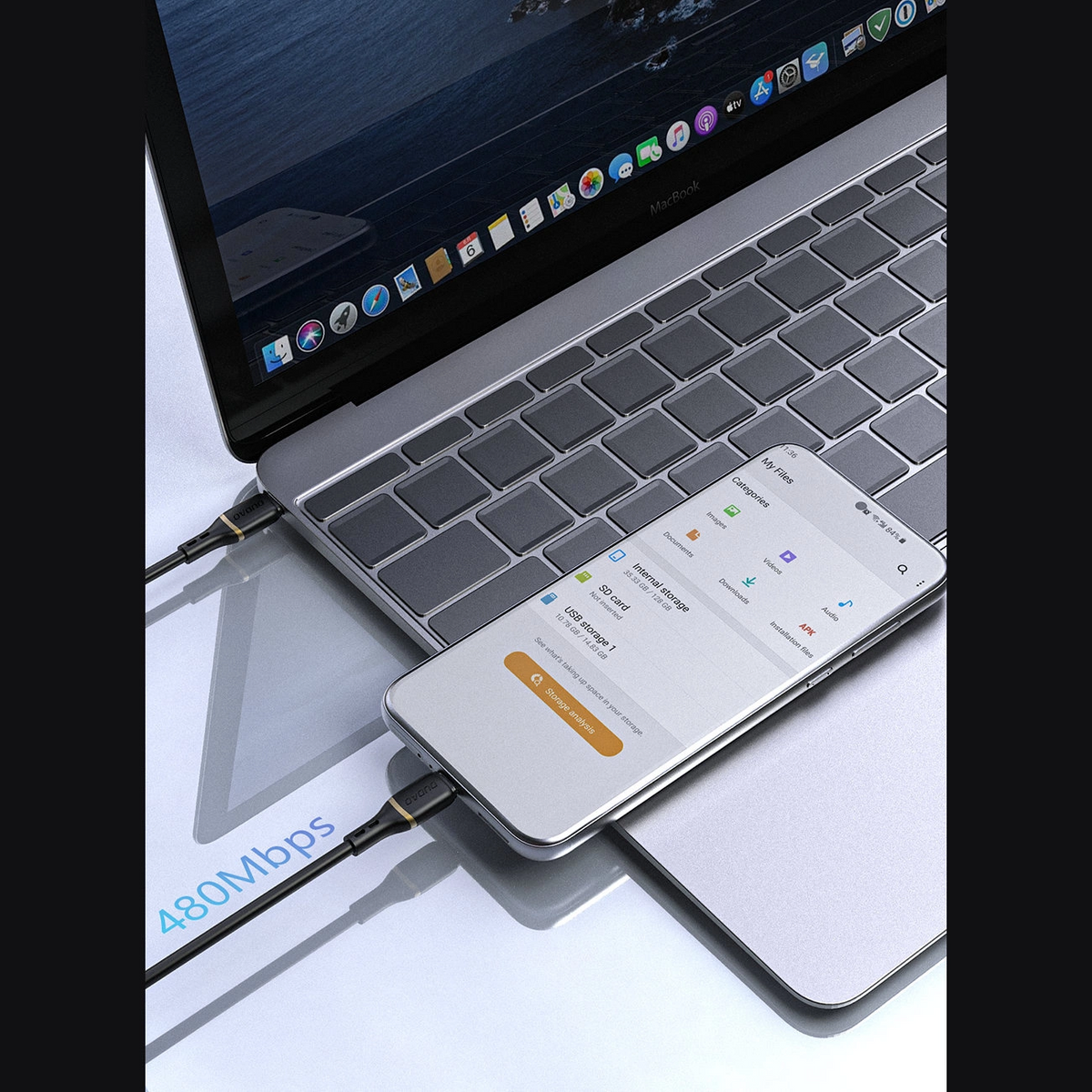 USB-C Data- en Oplaadkabel - USB-C Dudao L25C, 30W, 1m, Wit