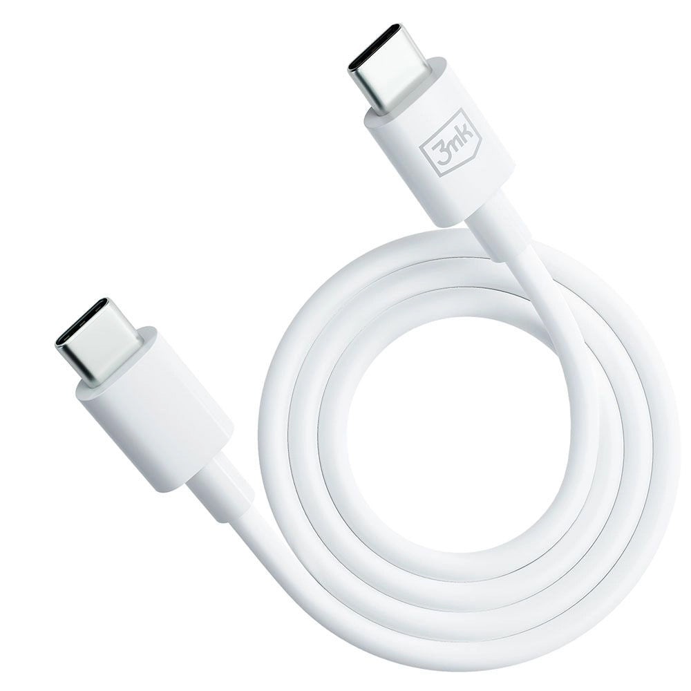 USB-C data- en oplaadkabel - USB-C 3MK Hyper, 100W, 1,2 m, wit 