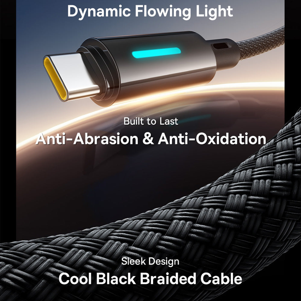 Câble de Données et de Charge USB-A - USB-C Baseus Lit Button Control, 100W, 2m, Noir P10379002121-01