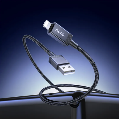 Data- en Oplaadkabel USB-A - Lightning HOCO X118 Display, 12W, 1m, Zwart