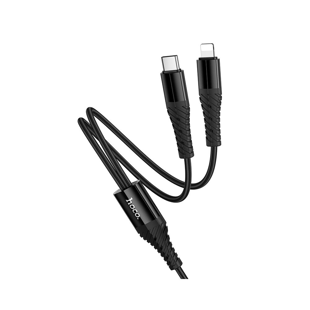 USB-C - Lightning / USB-C Oplaadkabel HOCO X123, 10W, 1m, Zwart