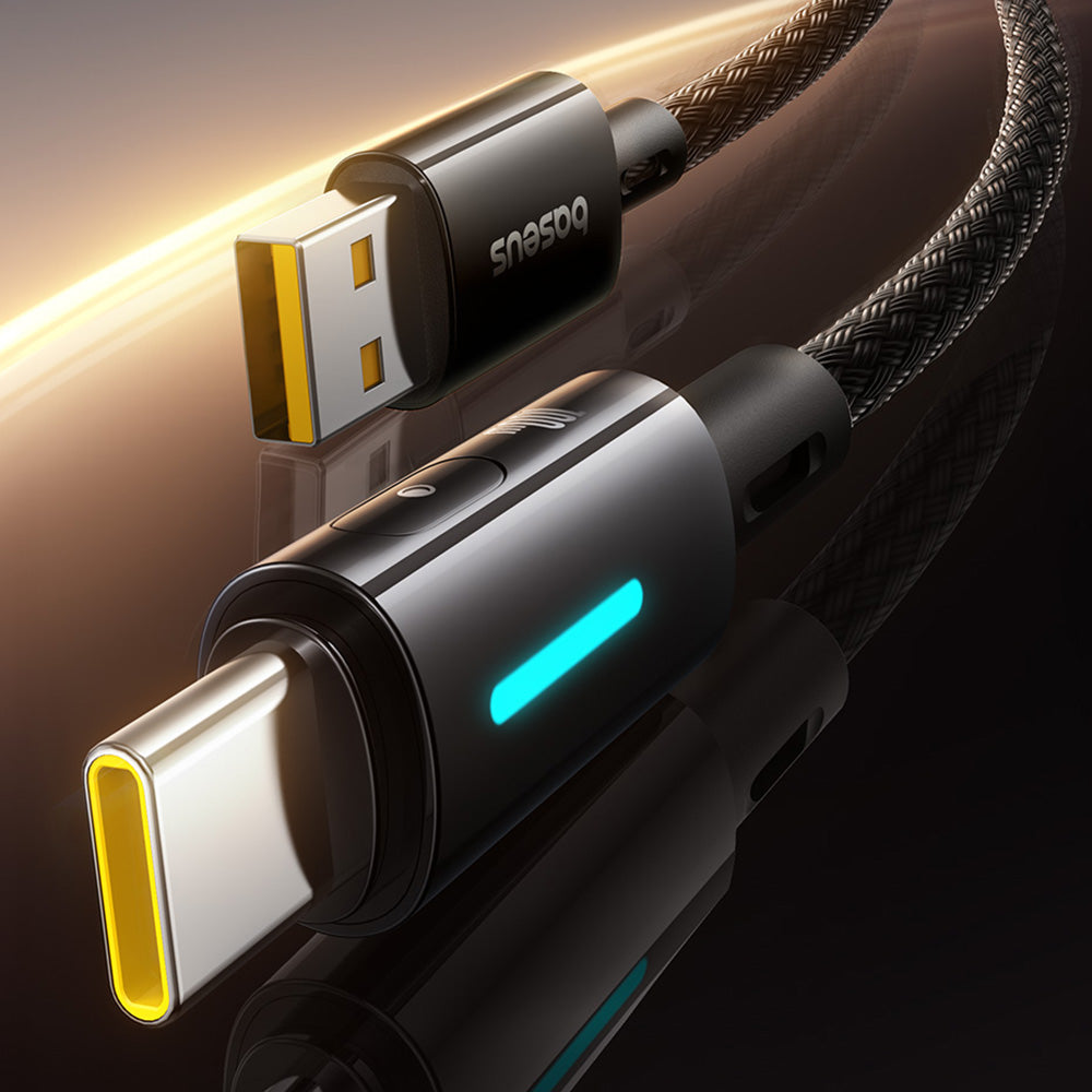 Câble de Données et de Charge USB-A - USB-C Baseus Lit Button Control, 100W, 2m, Noir P10379002121-01