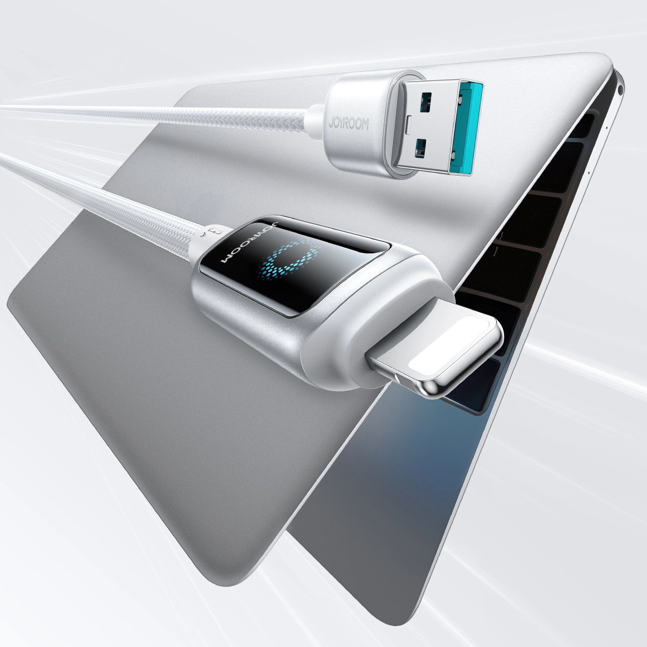 USB-A - Lightning Joyroom S-A55 StarFlight Display Data- en Oplaadkabel, 18W, 1.2m, Wit