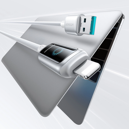 USB-A - Lightning Joyroom S-A55 StarFlight Display Data- en Oplaadkabel, 18W, 1.2m, Wit