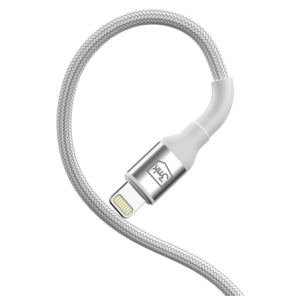 Data- en Oplaadkabel USB-A - Lightning 3MK Hyper N, 12W, 2m, Wit
