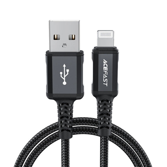 Data- en Oplaadkabel USB-A - Lightning Acefast C4-02, 18W, 1.8m, Zwart