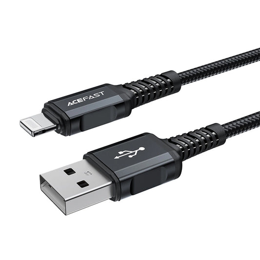 Data- en Oplaadkabel USB-A - Lightning Acefast C4-02, 18W, 1.8m, Zwart
