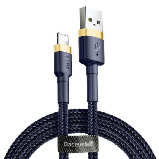 Data- en Oplaadkabel USB-A - Lightning Baseus Cafule, 18W, 1m, Blauw Goud CALKLF-BV3