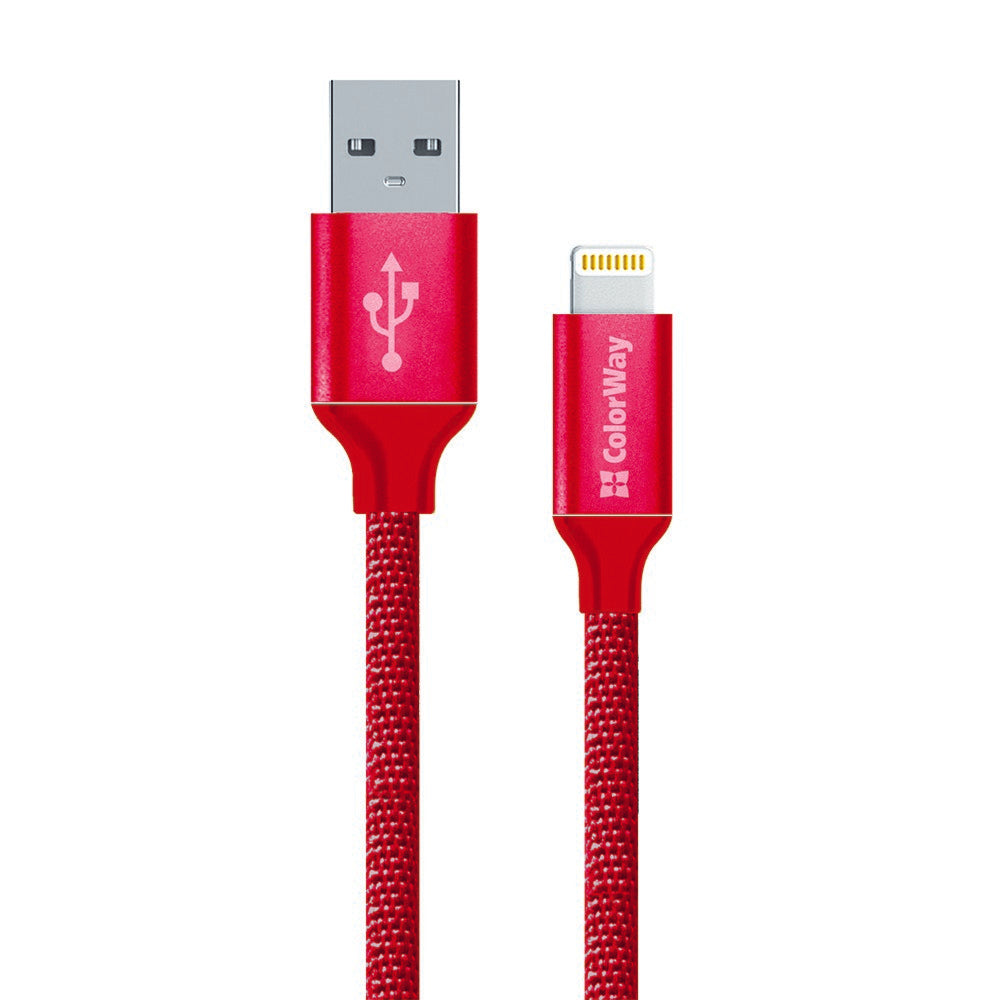 Câble de Données et de Charge USB-A - Lightning ColorWay CW-CBUL004, 18W, 1m, Rouge