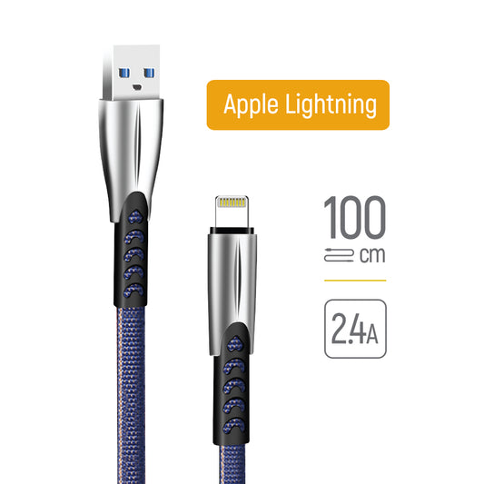 USB-A to Lightning Data and Charging Cable ColorWay CW-CBUL010, 18W, 1m, Blue