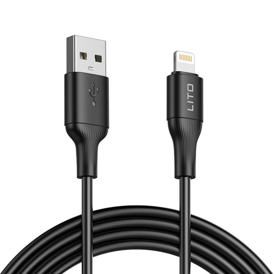 Data- en Oplaadkabel USB-A - Lightning Lito LD06L, 18W, 1m, Zwart