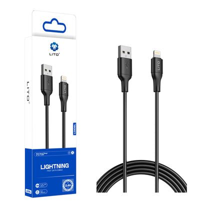 Data- en Oplaadkabel USB-A - Lightning Lito LD06L, 18W, 1m, Zwart