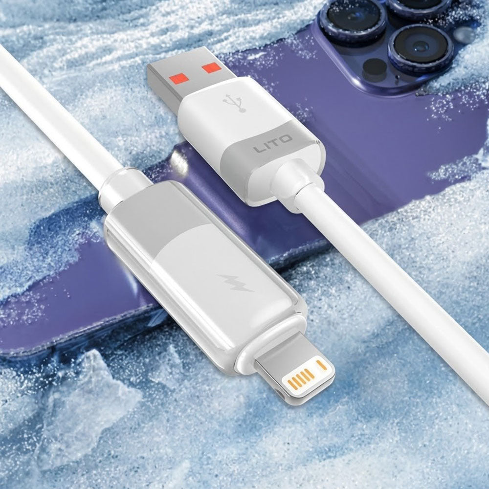 Data- en Oplaadkabel USB-A - Lightning Lito LD07, 60W, 1m, Wit