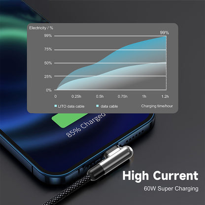 Data- en Oplaadkabel USB-A - Lightning Lito LD13L, 18W, 1m, Zwart