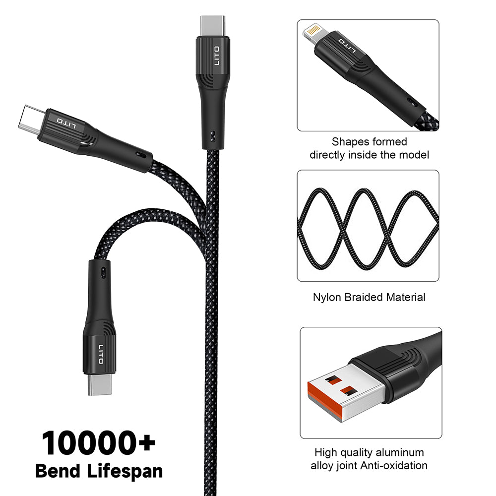 Daten- und Ladekabel USB-A - Lightning Lito LD14, 18W, 1m, Schwarz