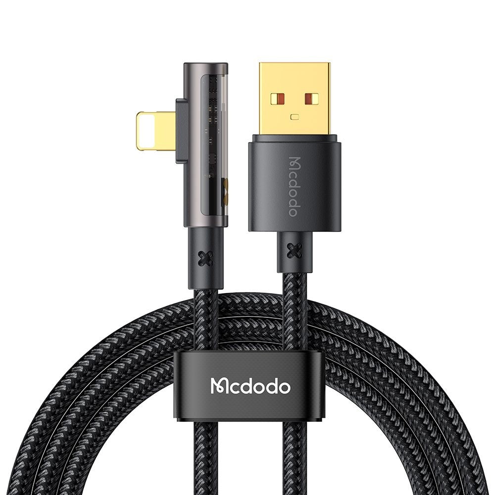 USB-A to Lightning McDodo CA-3510 Angled Data and Charging Cable, 18W, 1.2m, Black