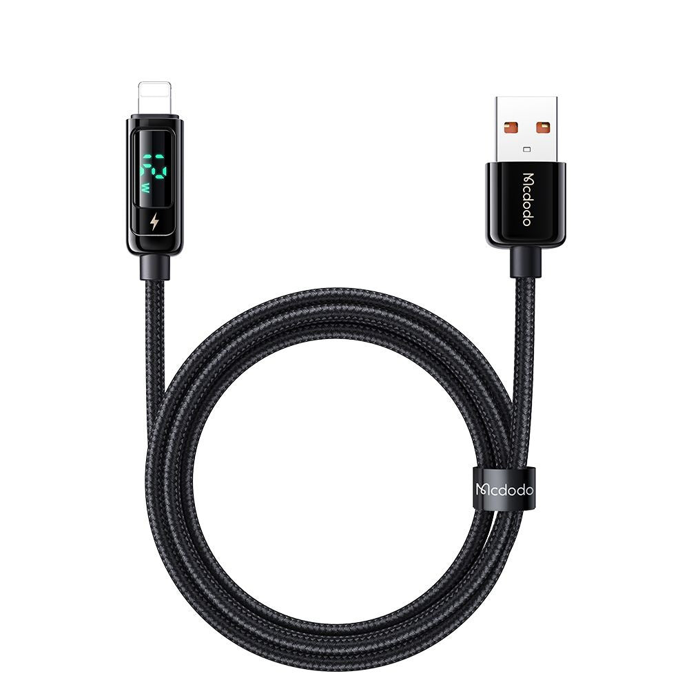 Data- en Oplaadkabel USB-A - Lightning McDodo CA-9940 Display, 12W, 1.2m, Zwart