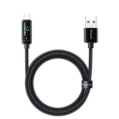 Data- en Oplaadkabel USB-A - Lightning McDodo CA-9940 Display, 12W, 1.2m, Zwart