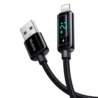 Data- en Oplaadkabel USB-A - Lightning McDodo CA-9940 Display, 12W, 1.2m, Zwart
