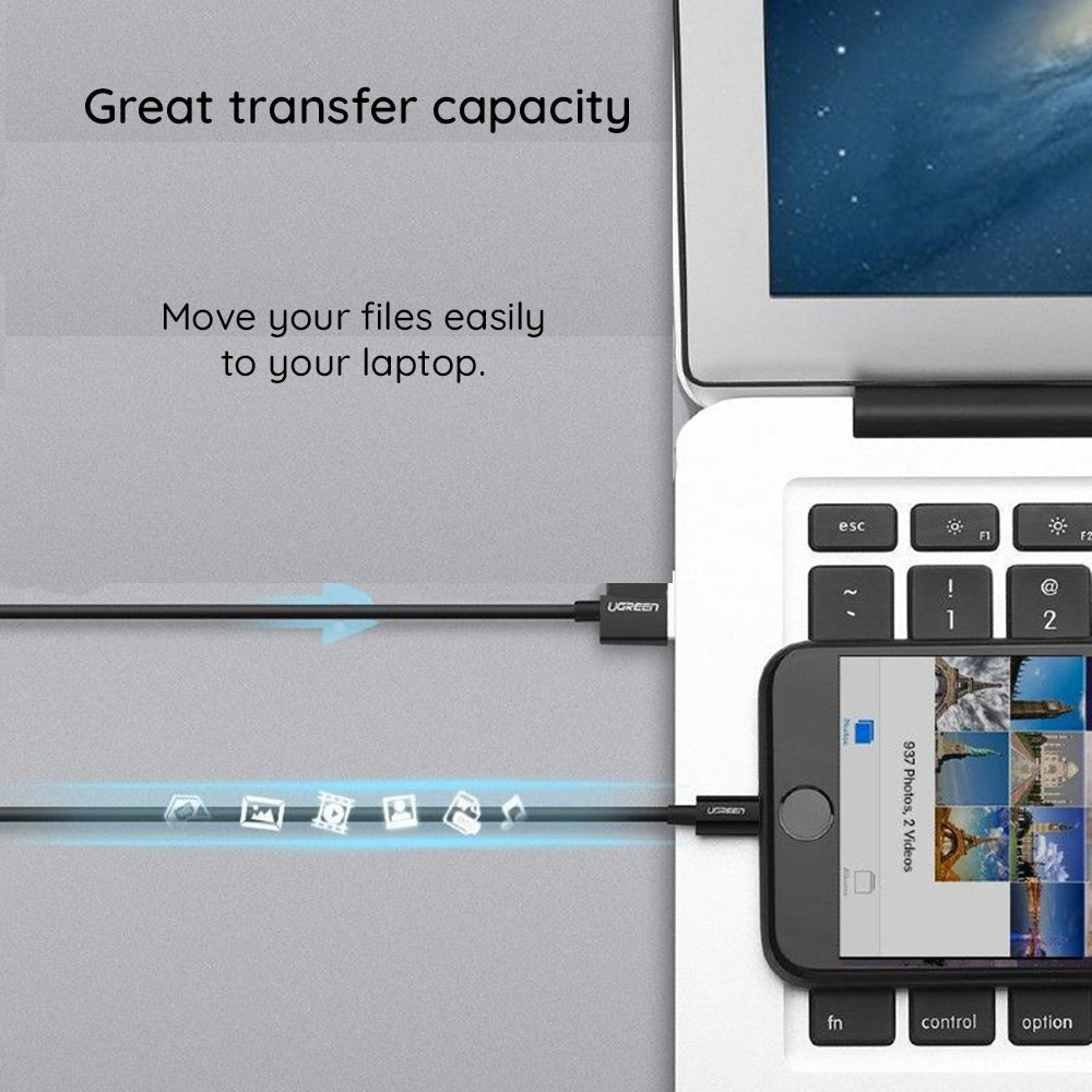 USB-A - Lightning Daten- und Ladekabel UGREEN 80823, 18W, 2m, Schwarz