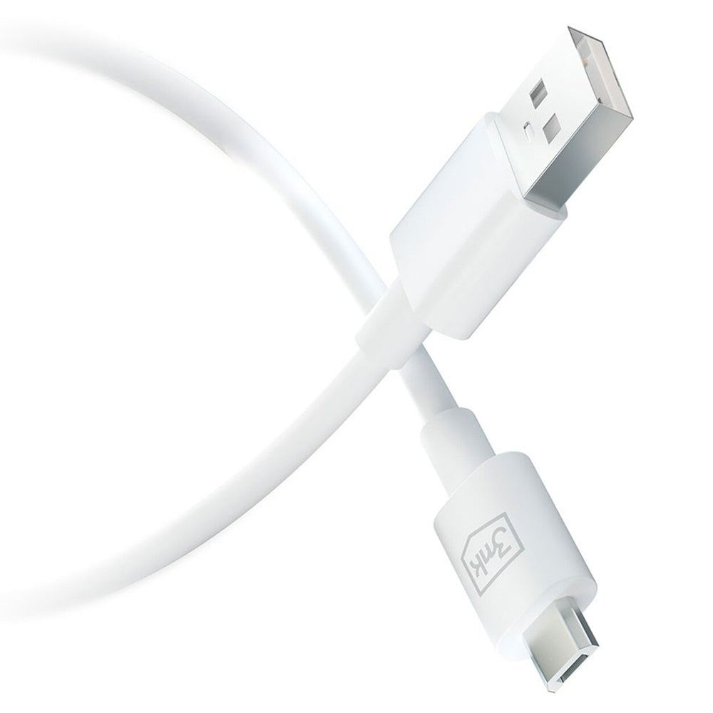 Data- en Oplaadkabel USB-A - microUSB 3MK Hyper, 18W, 1.2m, Wit