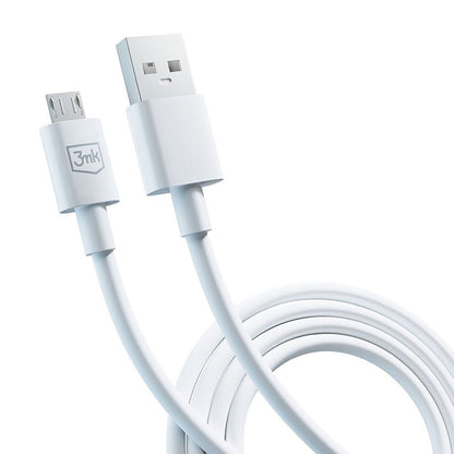Data- en Oplaadkabel USB-A - microUSB 3MK Hyper, 18W, 1.2m, Wit