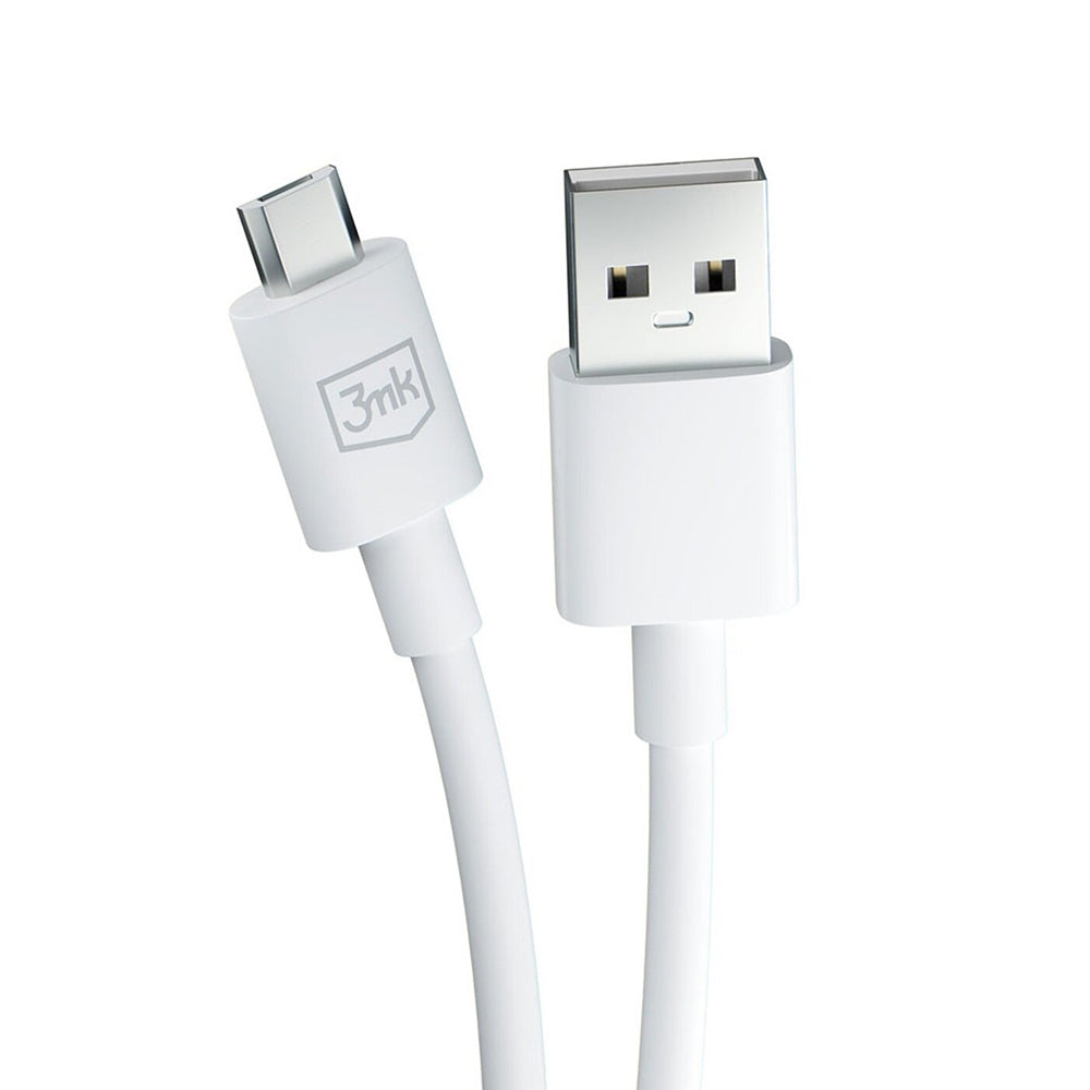 Data- en Oplaadkabel USB-A - microUSB 3MK Hyper, 18W, 1.2m, Wit
